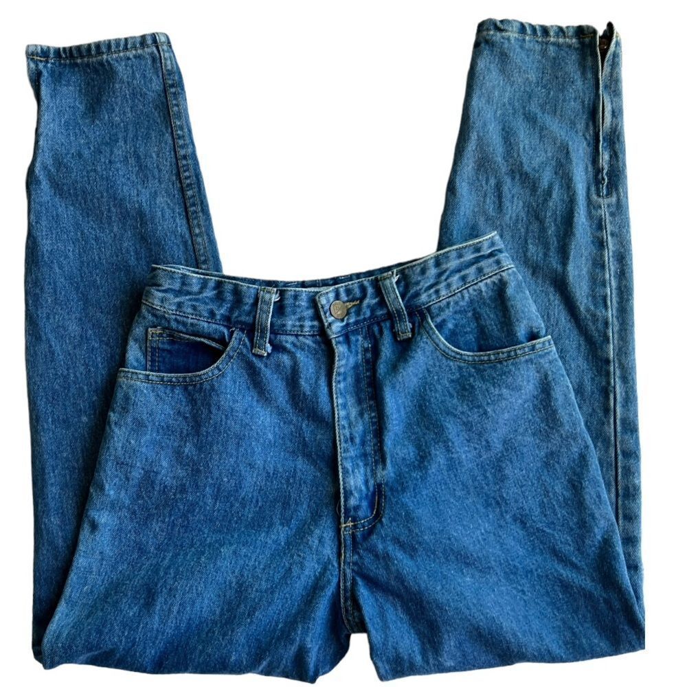 Vintage Guess USA 90’s Triangle Logo High Rise Tapered Ankle Zipper Jeans Sz 29 - Picture 5 of 14